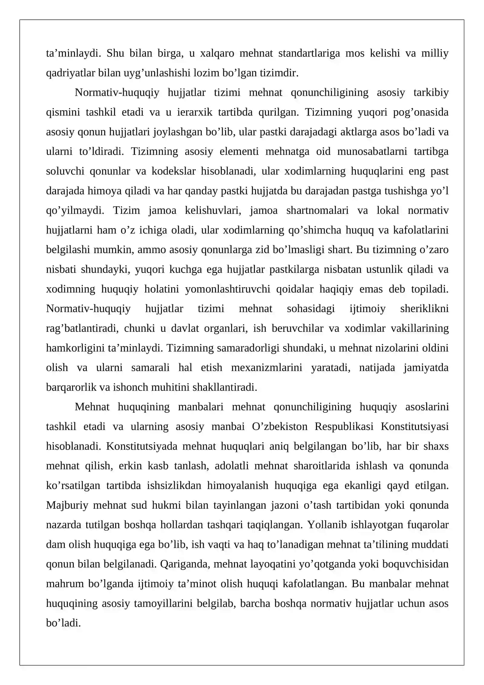 O‘zbekiston mehnat qonunchiligidagi normativ hujjatlar. 4