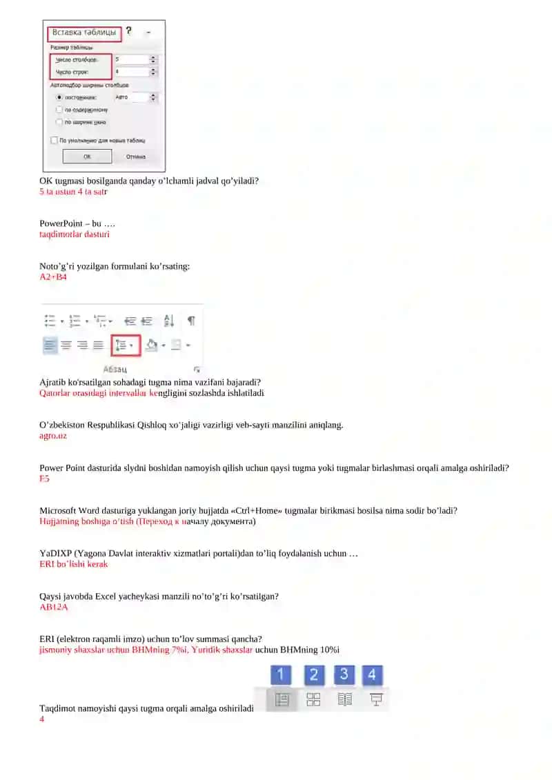 TEST SAVOLLARI VA JAVOBLARI 4