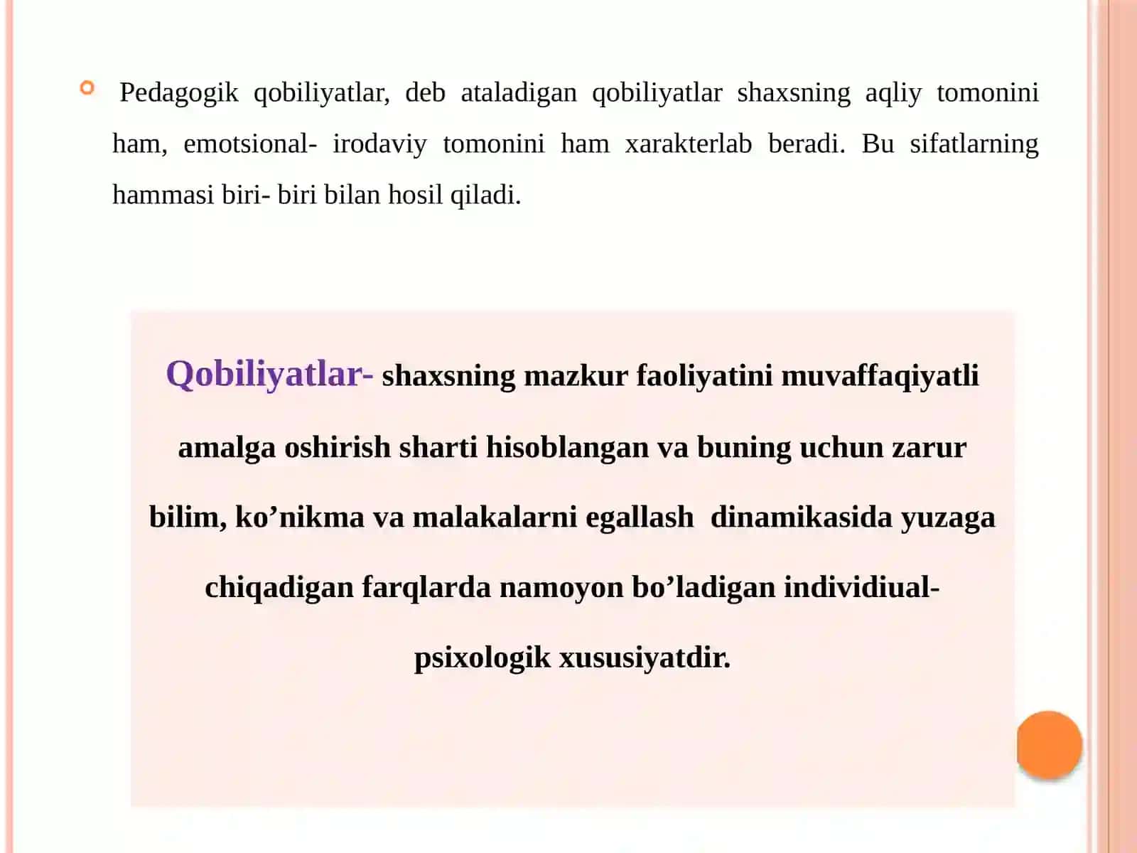 O’QITUVCHI PEDAGOGIK QOBILIYATINING ASOSIY SIFATLARI VA YETAKCHI QOBILIYATI 4