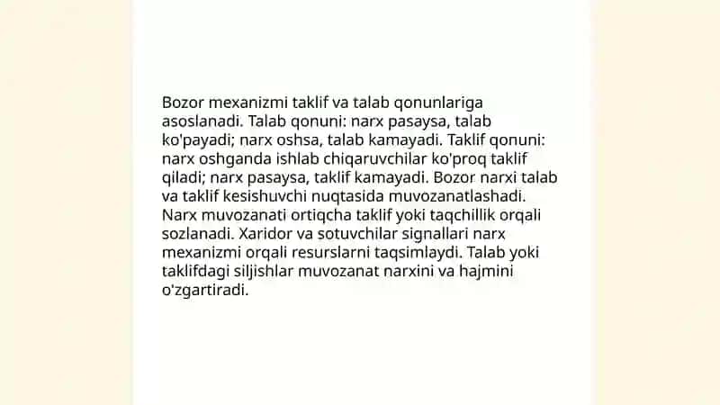 Bozor iqtisodiyotining mazmuni va amal qilishi. Bozor va uning tuzilishi 4
