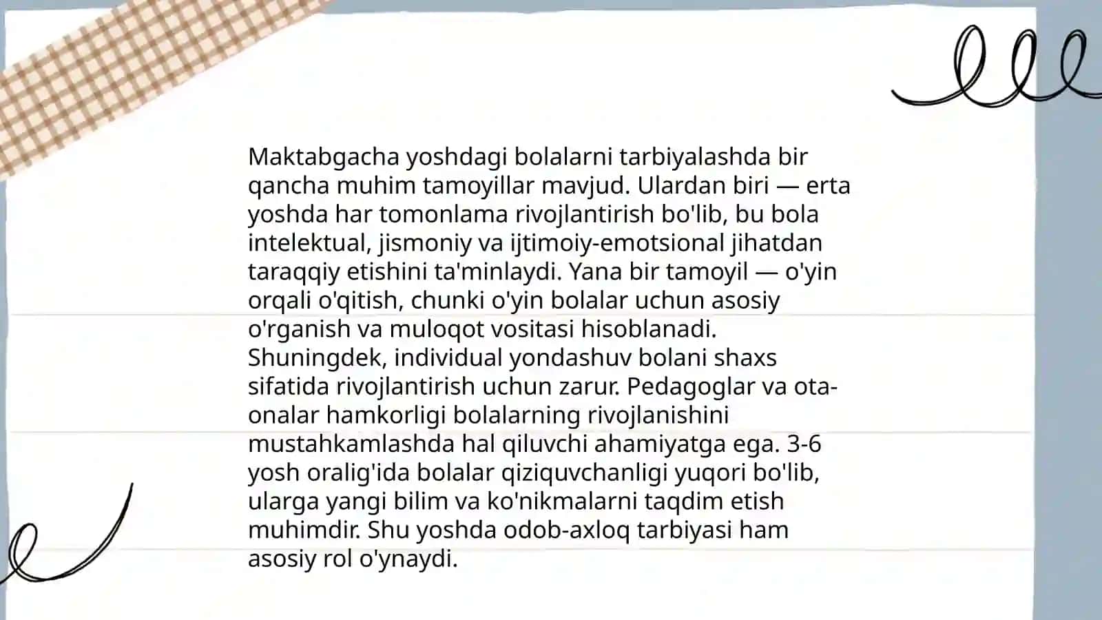 Oʻzbekiston Respublikasining "Maktabgacha talim va tarbiya toʻgʻrisida Qonun" 4