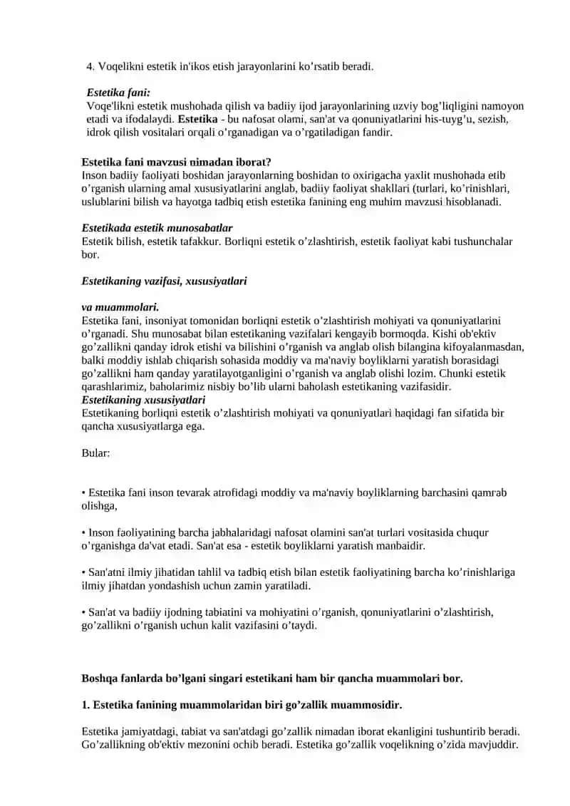 ESTETIKA FANI PREDMETI VA VAZIFALARI 4