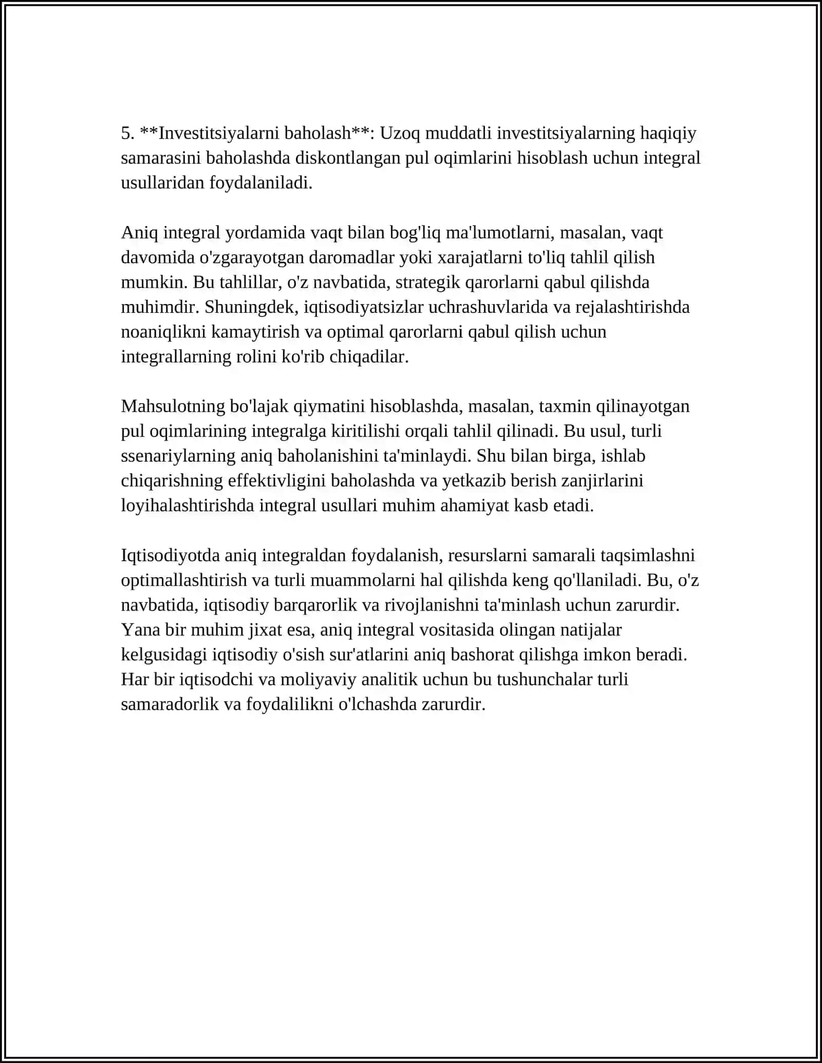 ANIQ INTEGRALNING IQTISODIYOTDA QO'LLANILISHI 4