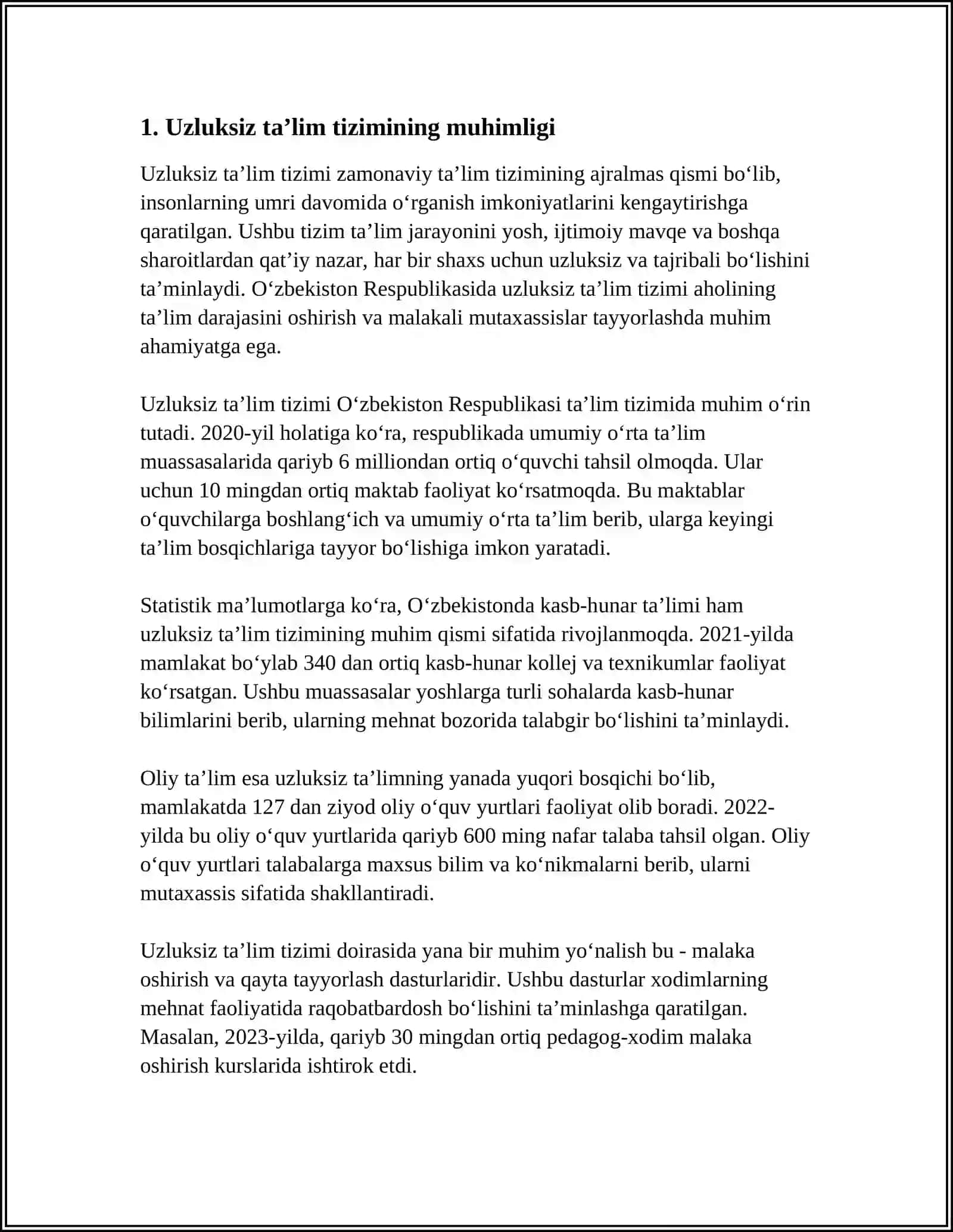 Uzluk siz ta'limdagi tendensiyalar va yondoshuvlar 4