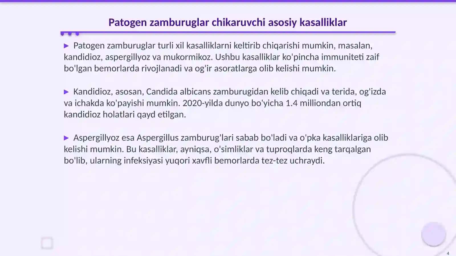 Patogen zamburug lar chikaruvchi kasalliklar va ularni laboratoriya diagnostikasi 4