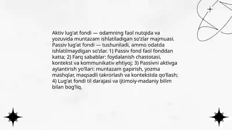 Tilning lugʻat sathi 4