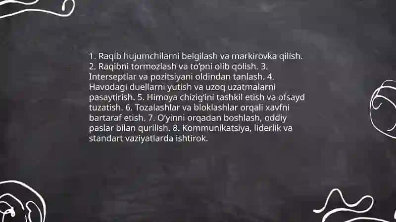 Oyinchi pazitsiyalari va ularning vazifalari 4