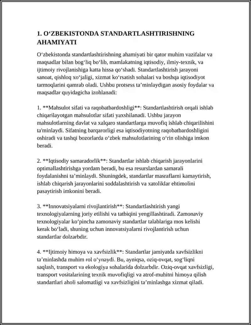O’ZBEKISTON STANDARTLASHTIRISH OB’EKTLARIGA QUYILADIGON:TALABLAR VA TOVAR SHTRIXLI KODLASH 4