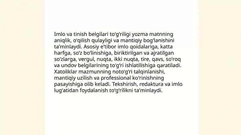 Yozma matnning toʻgʻrilik, aniqlik va mantiqiylik sifati 4