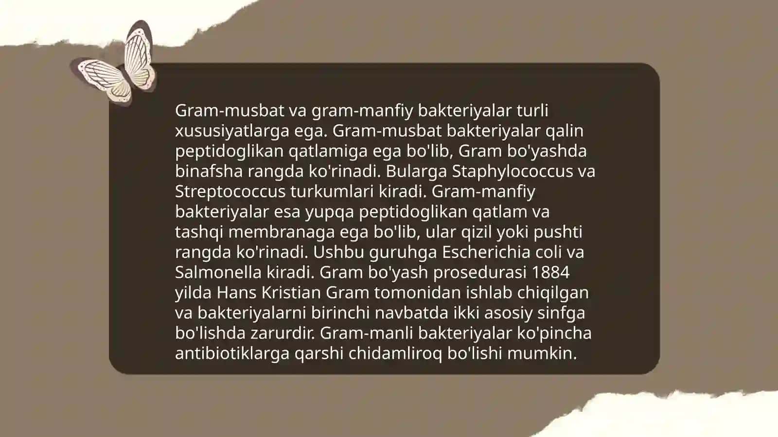 Bakteriyalar klassifikatsiyasi, toksonomiyasi, serologik xususiyatlarini oʻrganish 4