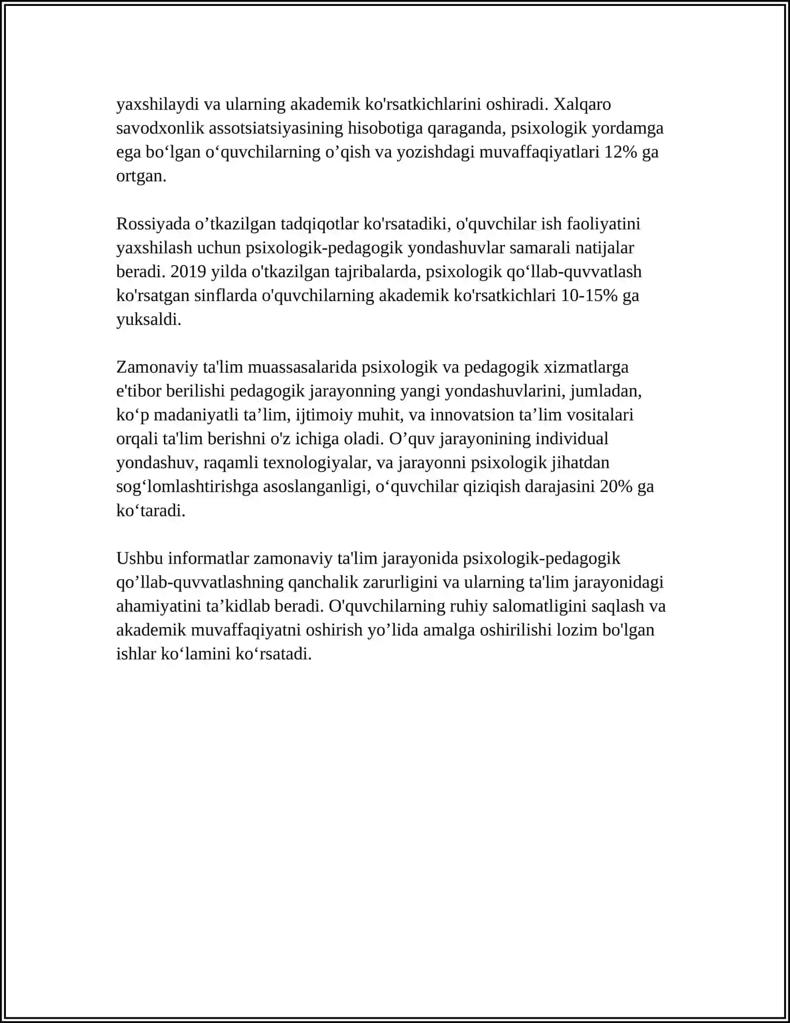 ZAMONAVIY TA’LIMDA PSIXOLOGIK-PEDAGOGIK QO‘LLAB-QUVVATLASHNI RIVOJLANTIRISH 4