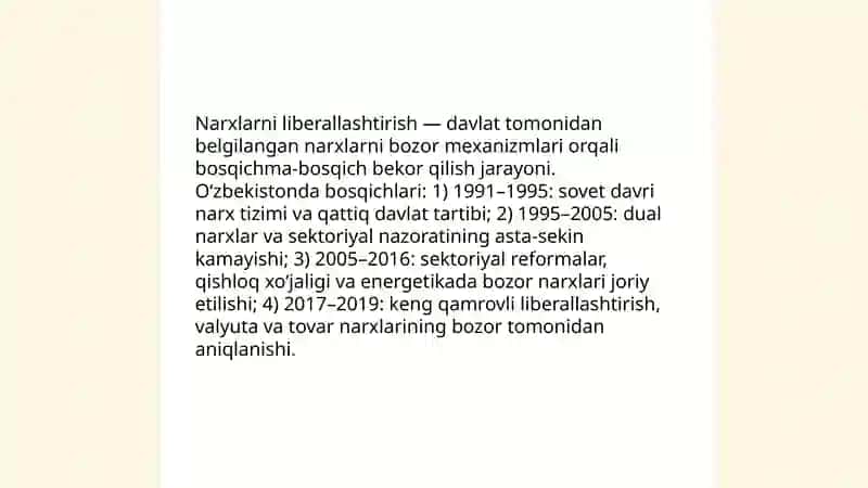 Bozor iqtisodiyotiga oʻtishning oʻzbek modeli va uning oʻziga xos xususiyatlari 4