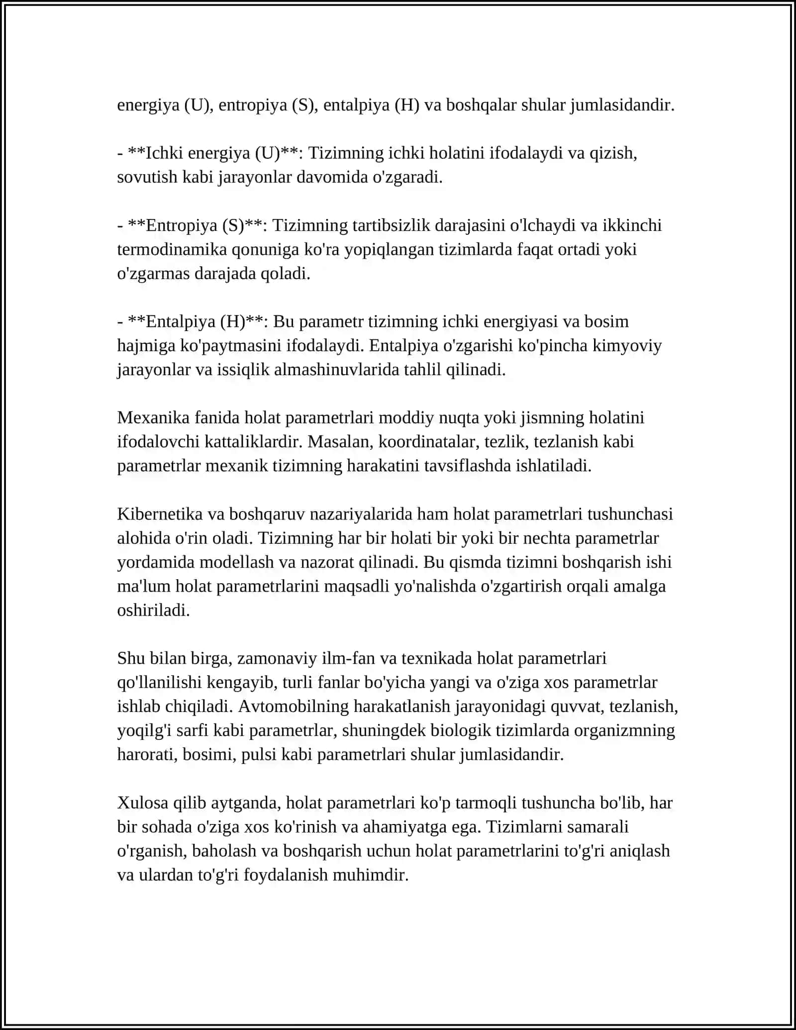 HOLAT PARAMETRLARI VA TENGLAMASI 4