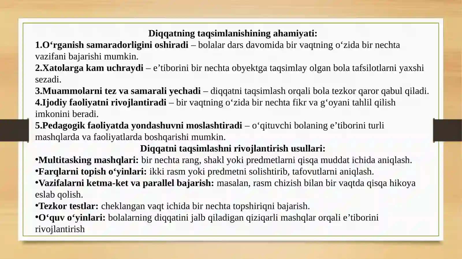 taqdimotShare Diqqatning taqsimlanishi, kuzatuvchanlik, muayyan obyektni tez anglay olish, ani.pptx 4
