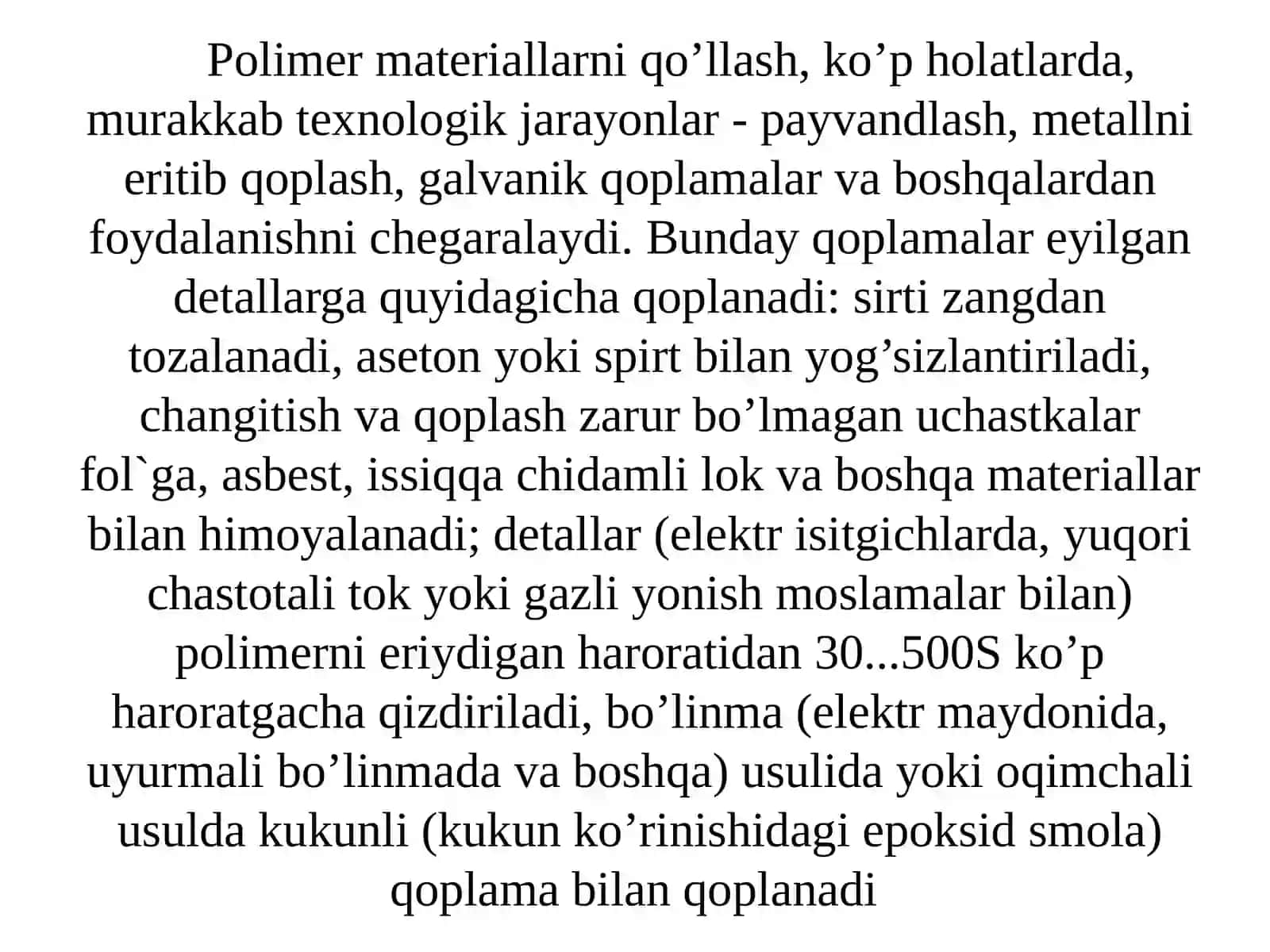 Detallarni polimer material qo'llab tiklash texnologiyasini o'rganish 4