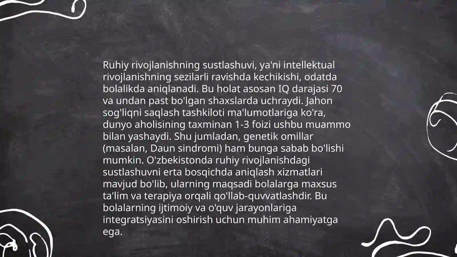 Intellektual nogironlik chegara shakllari: ruhiy rivojlanishi sustlashgan bolalarning psixologik- pedogogik xususiyatlari 4
