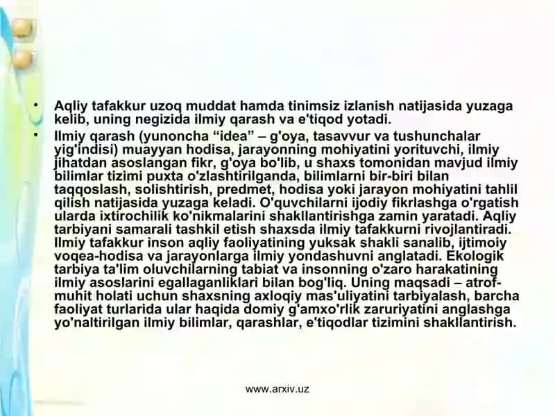 Dunyoqarashini shakllantirish 4