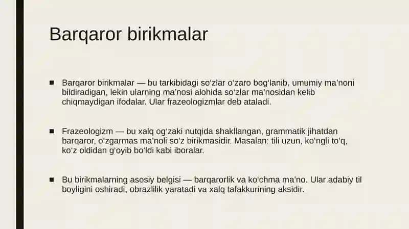 Barqaror birikmalar va frazeologizmlar 4