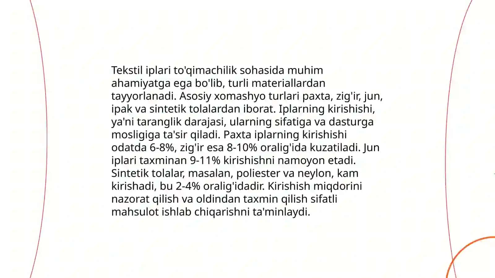 Toʻqimachilik materiallarining kirishishi 4