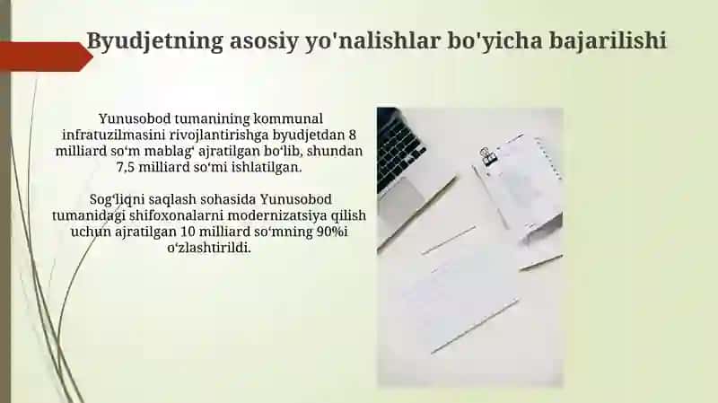 Yunusobod tumani mahalliy budjetining yil yakunlari bo’yicha ijrosi 4