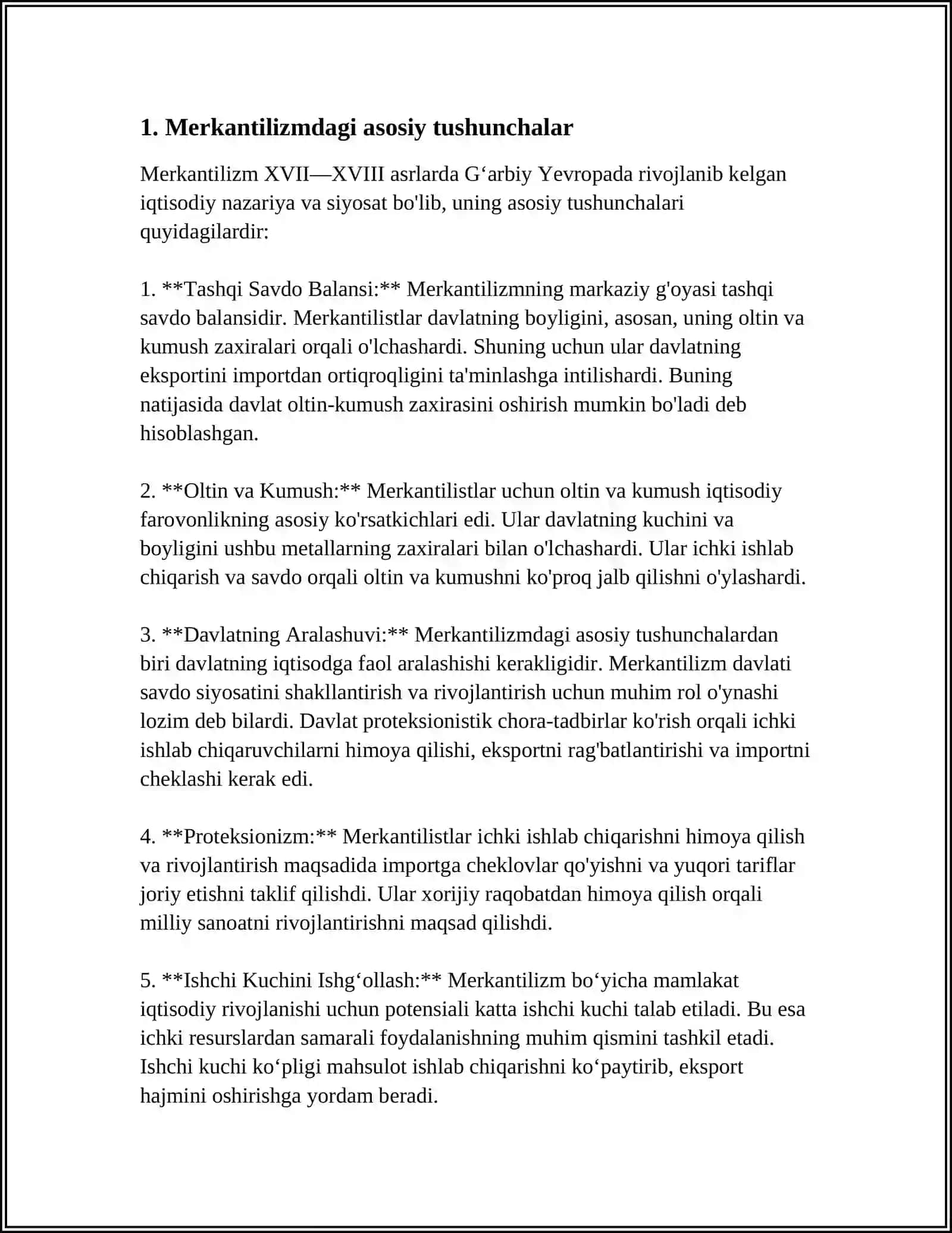 MERKANTALIZM IQTISODIY TA'LIMOTINING MOHIYATI VA AHAMIYATI 4
