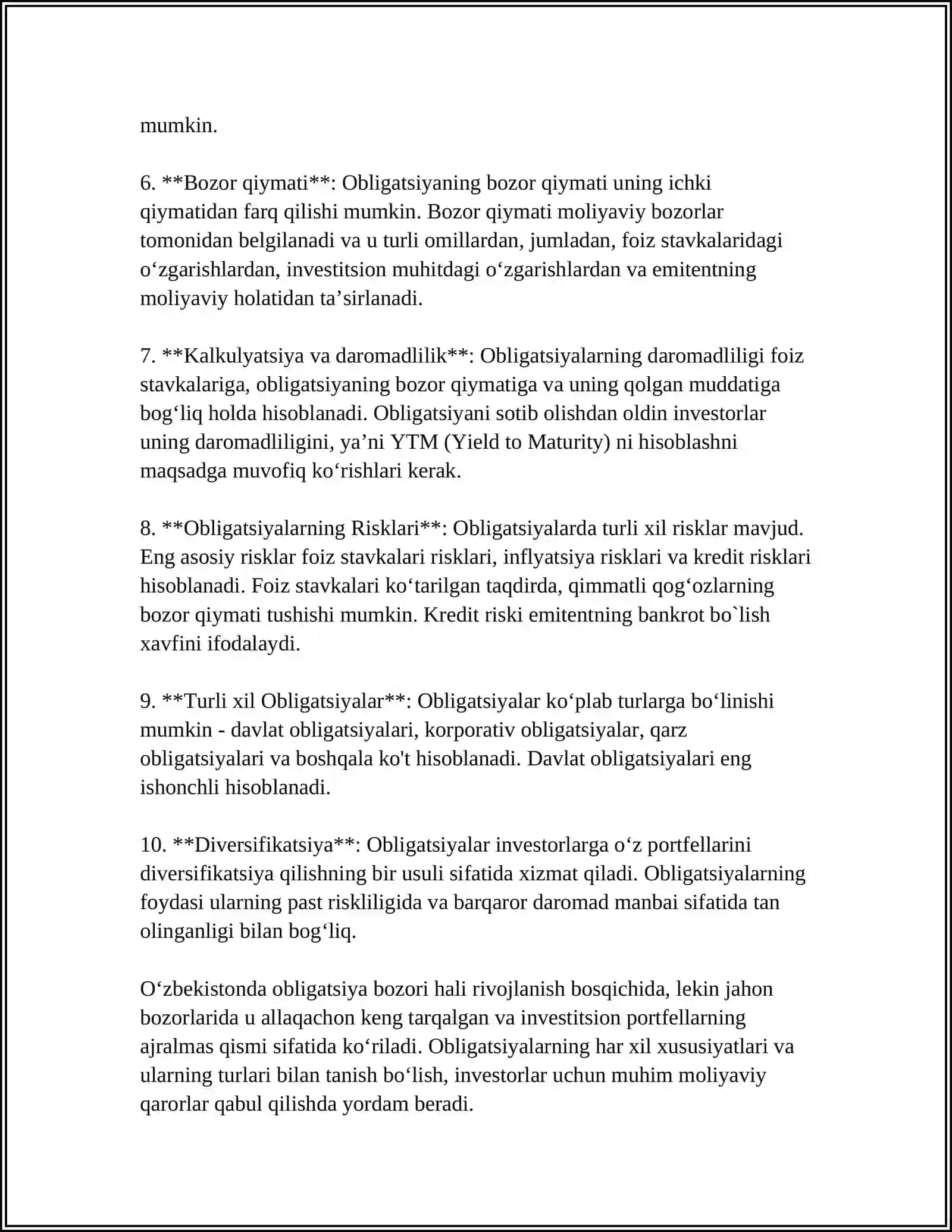 OBLIGATSIYALARNI BAHOLASH VA ULARNING OZIGA XOS JIHATLARI 4