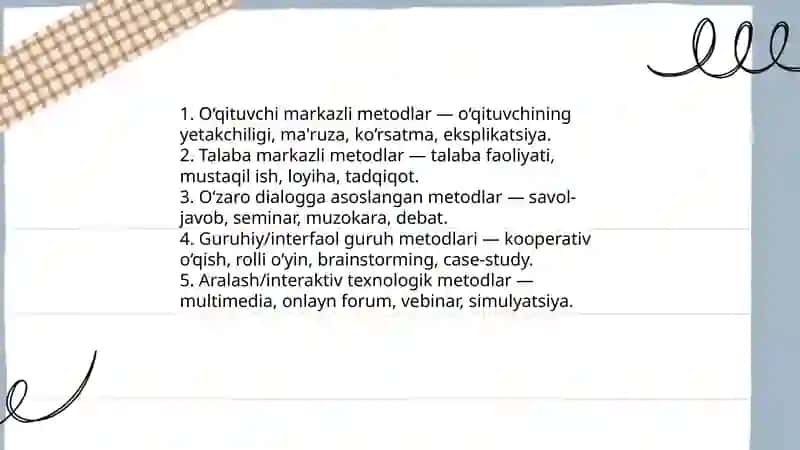 O‘qitishda interfaol metodlar klassifikatsiyasi 4