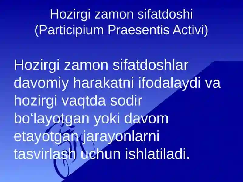 Anatomik va gistologik nomenklaturalarida qo'llaniladigan hozirgi zamon sifatdoshining aniqlik nisbati 4