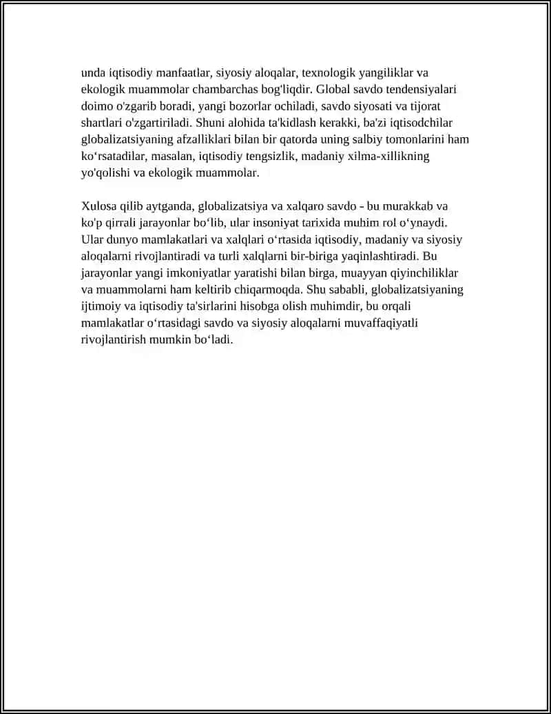 GLOBALLASHUV VA XALQARO SAVDONING RIVOJLANISH TENDENSIYALARI 4