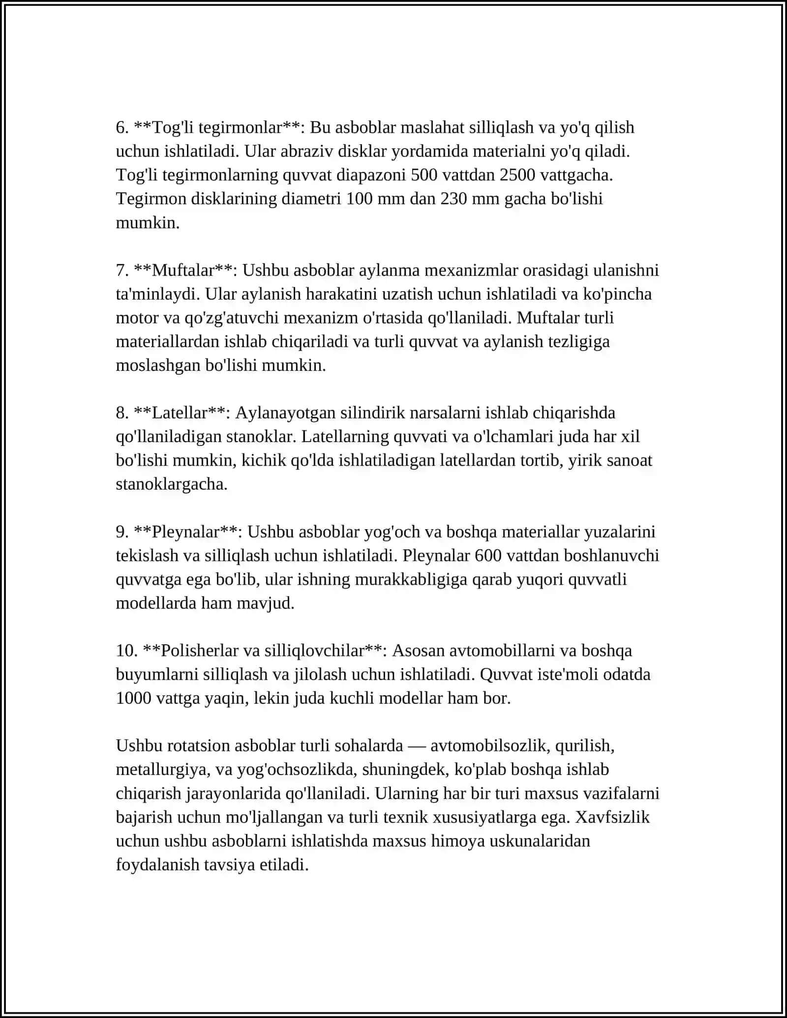 ROTATSION ASBOBLAR STANDARTIZATSIYASI 4