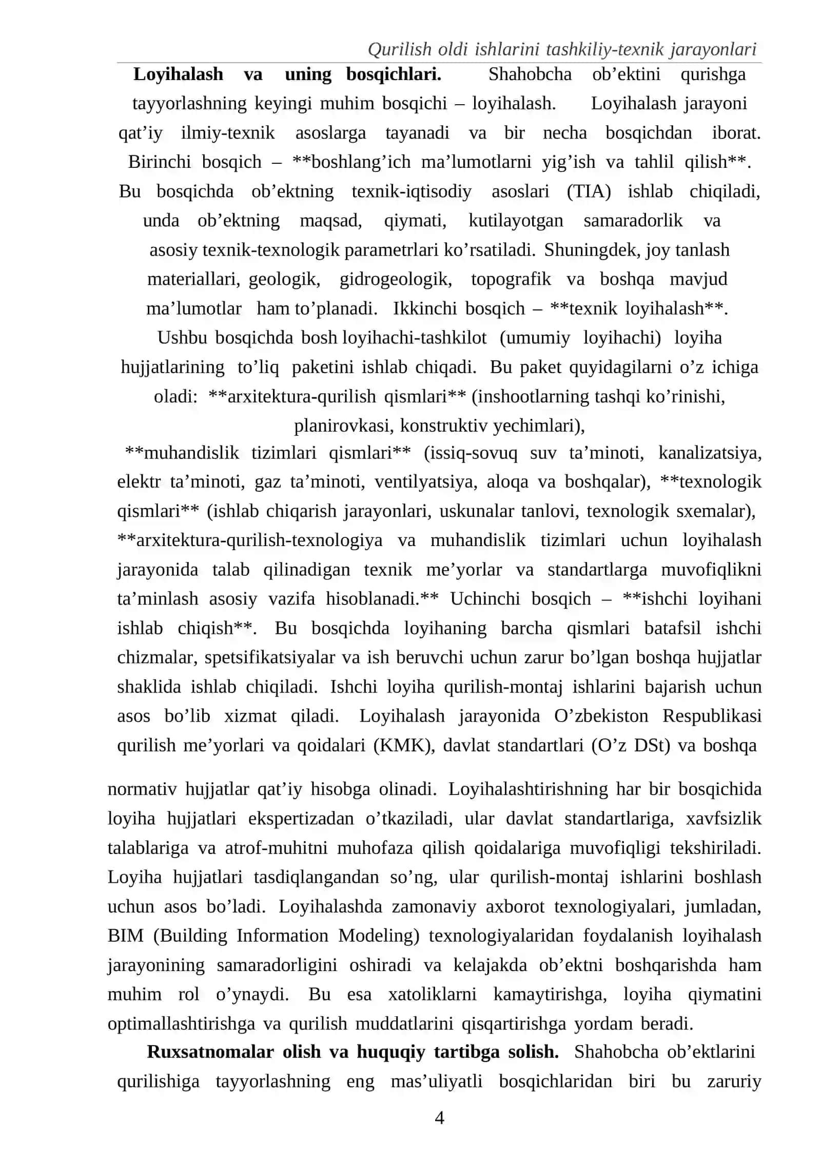 Qurilish oldi ishlarini tashkiliy-texnik jarayonlari 4