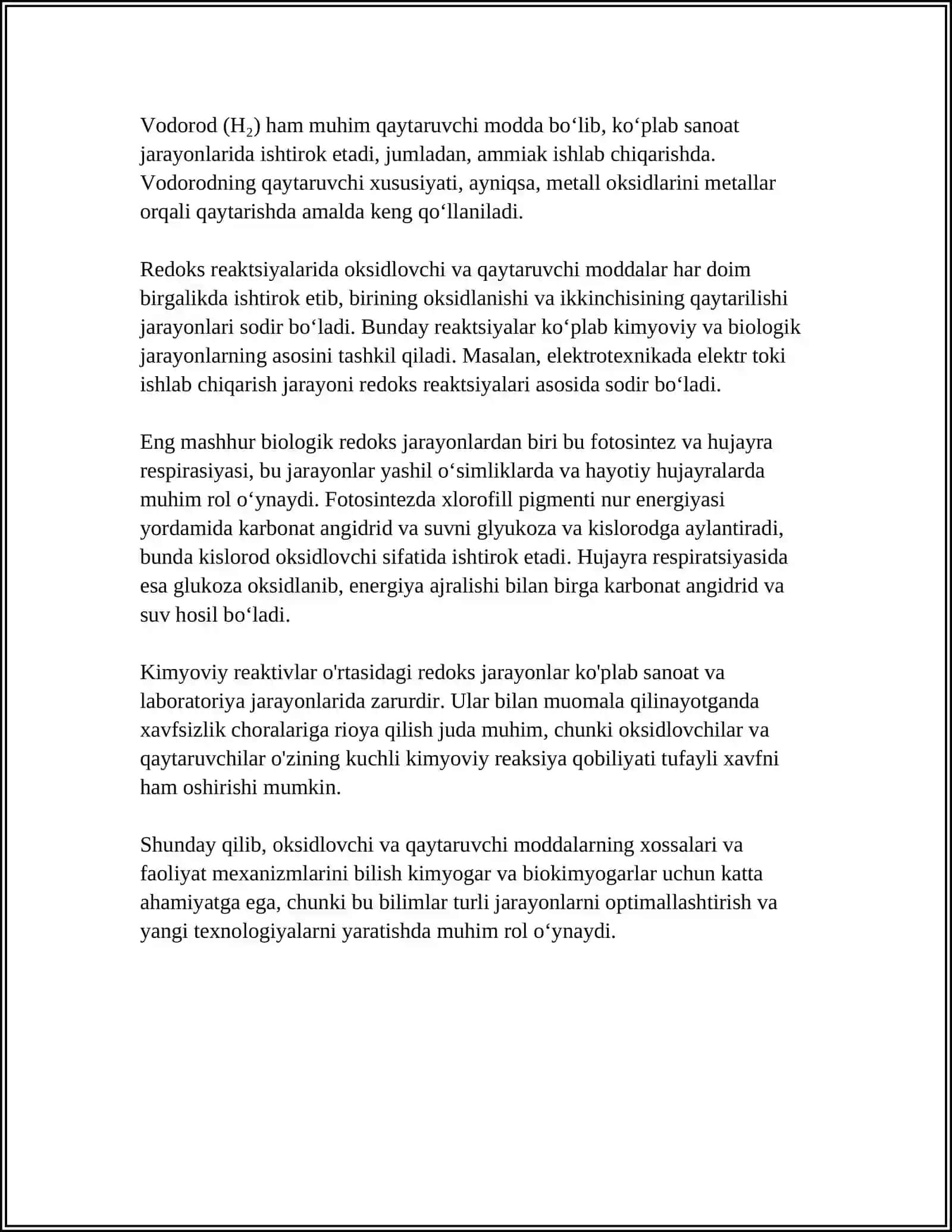 Oksidlovchi va qaytaruvchilarning ekvi va lentligini massasini aniqlash 4