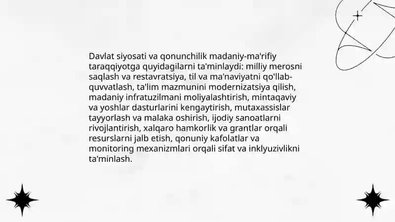 Mustaqil O'zbekiston dagi madaniy marifiy taraqqiyot 4