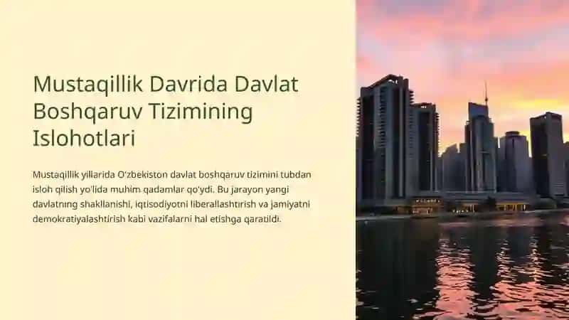 MUSTAQILLIK YILLARIDA DAVLAT BOSHQARUV TIZIMIDA AMALGA OSHIRILGAN ISLOHOTLAR 4
