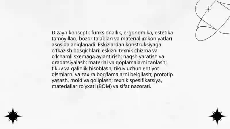 Charmdan tikuv buyumlarni konstruksiyalash 4