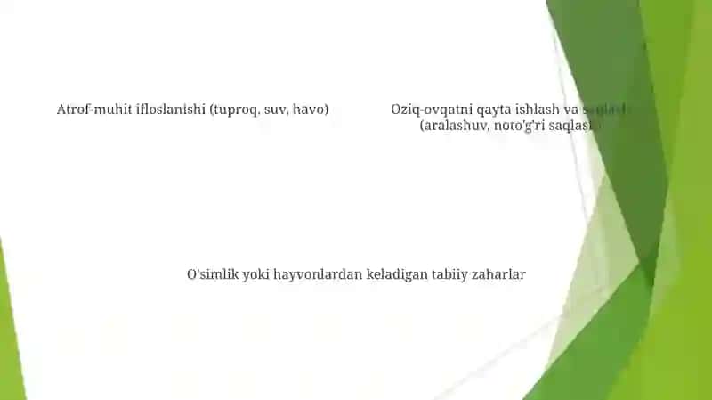 Toksinlarni kelib chiqishi oziq-ovqat mahsulotlariga tasirini aniqlash 4
