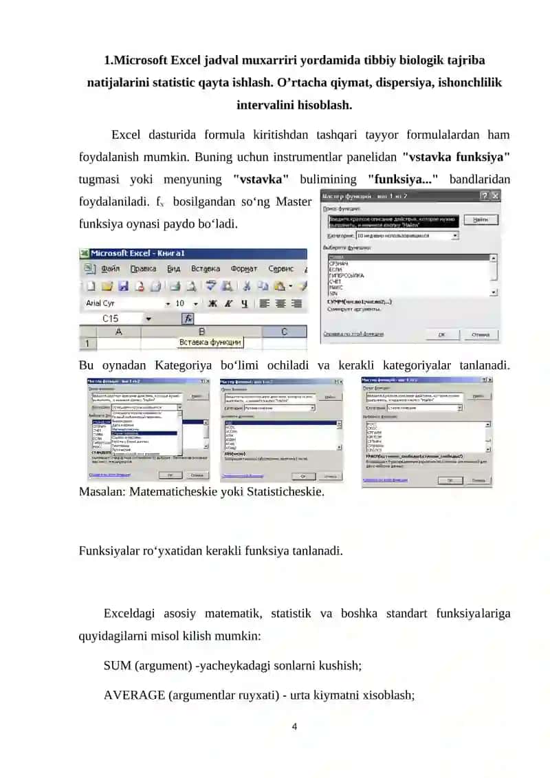 Microsoft Excel elektron jadval muharriri 4