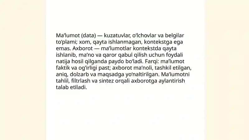 Axborot va uning turlari, Axborot texnonolgiyalari 4