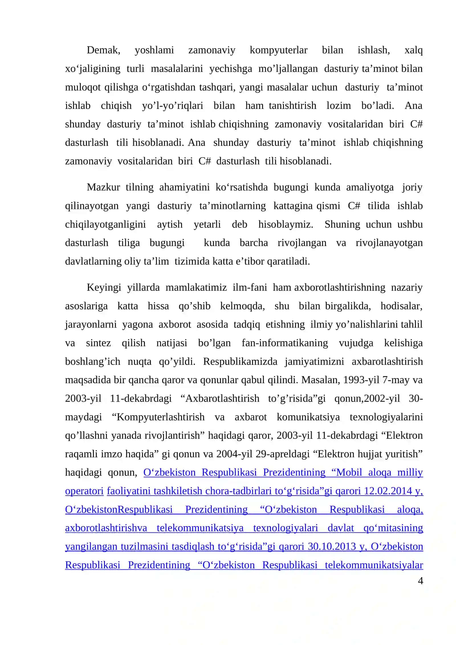 "Dasturlash asoslari" fanidan " Ta’lim muassasasida o`quv jarayonini nazorat qilish tizimi" 4