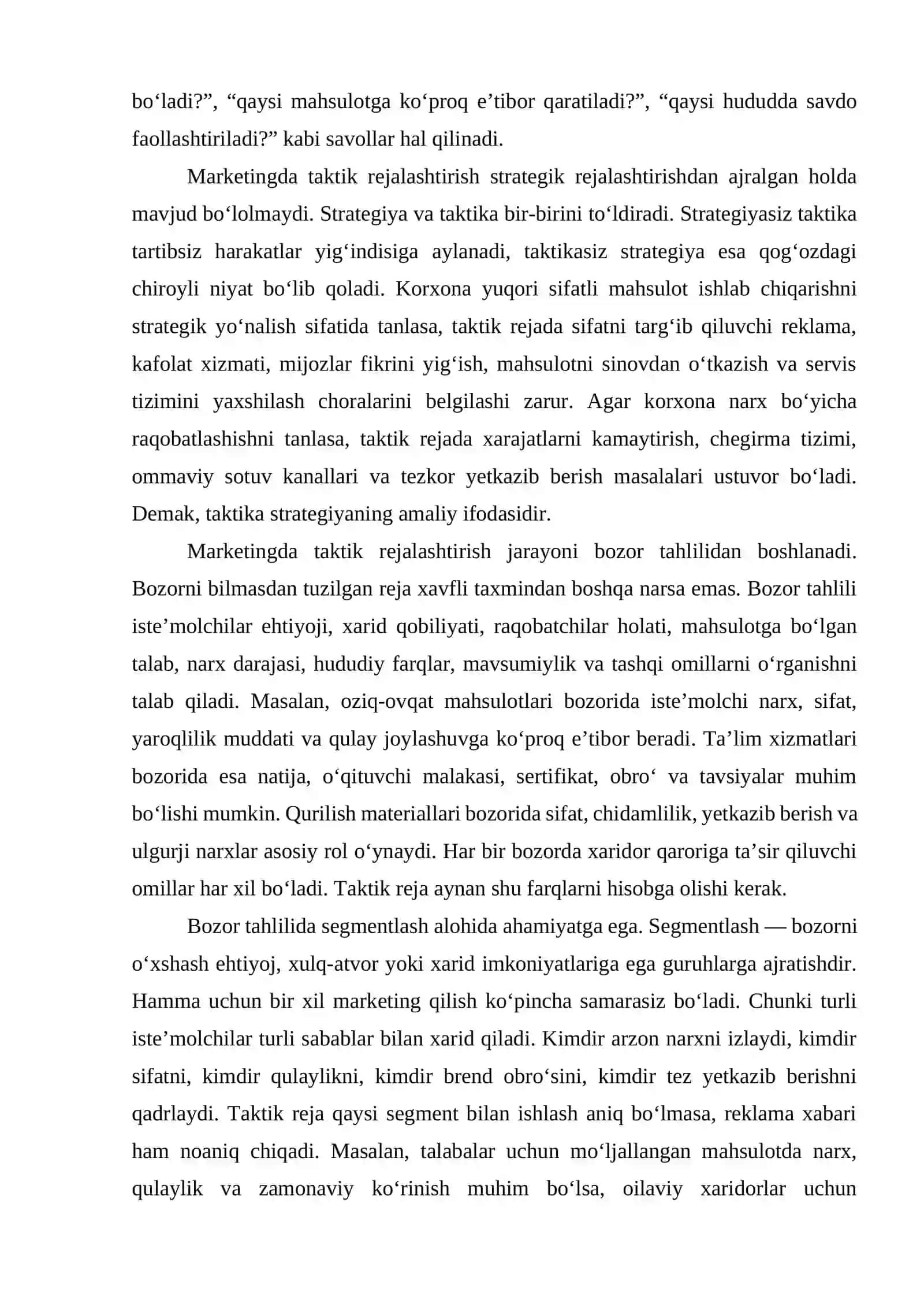 Marketingda taktik rejalashtirish va nazorat 4