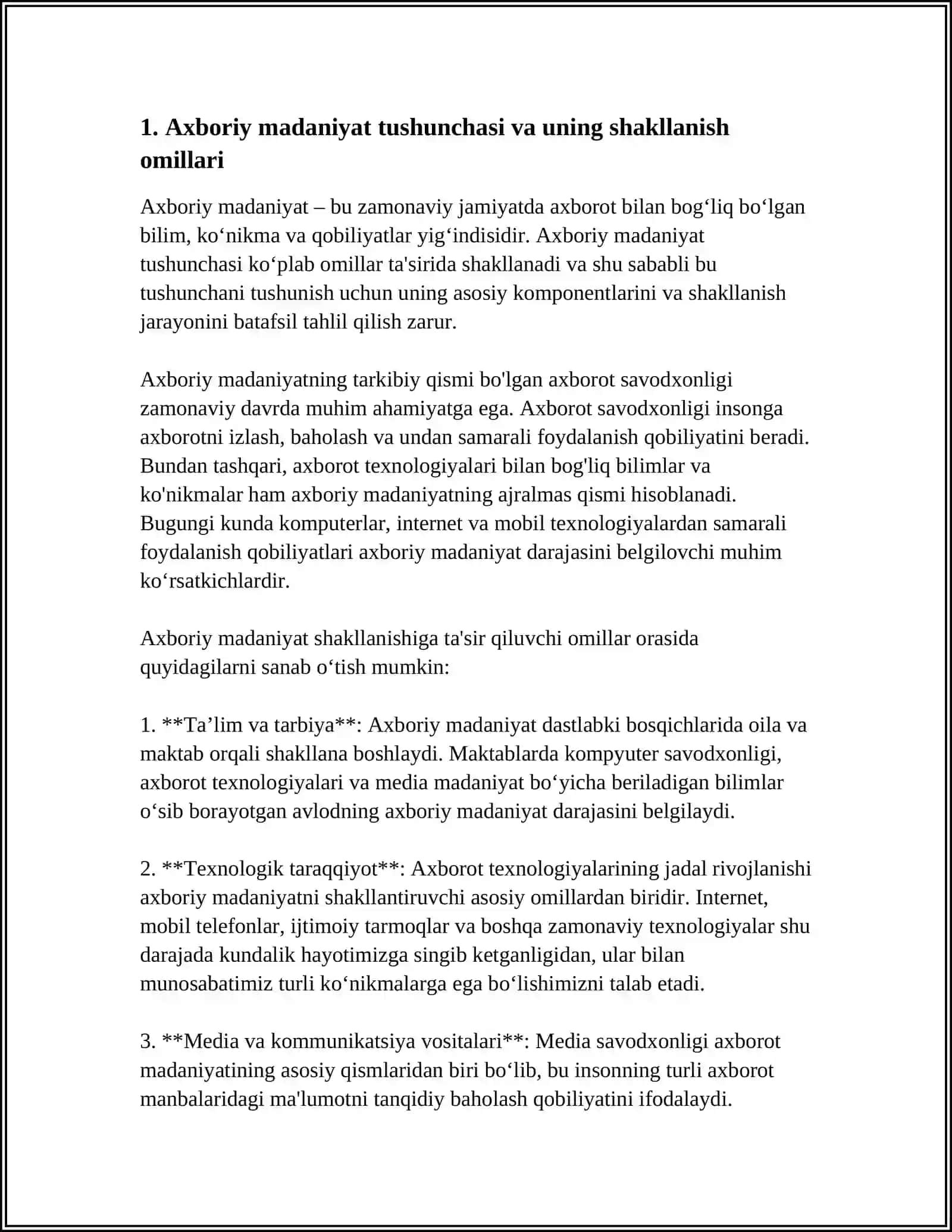 AXBORIY MADANIYATNI SHAKLLANTIRISH SHART-SHAROITLARI VA VOSITALARI 4