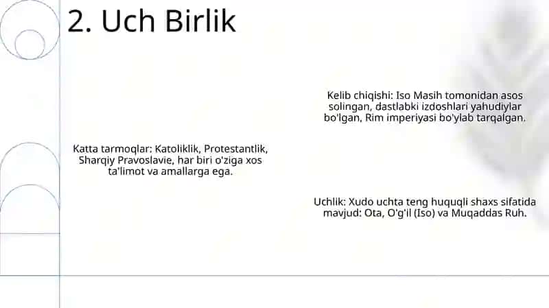 Xristianlikning paydo boʻlishi, aqidalari, asosiy yoʻnalishlari, ta'limotlari va manbalari 4