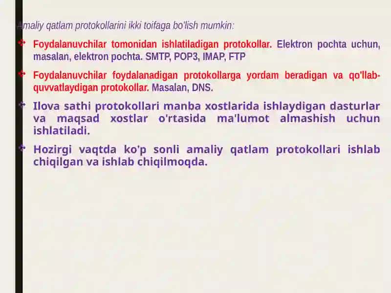 Amaliypog’ona protokollari va xizmatlari 4