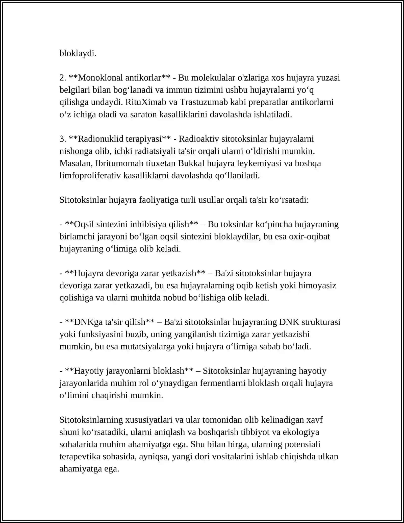 SITOTOKSINLAR TUZILISHI MOHIYATI VA QOLLANILISHI 4