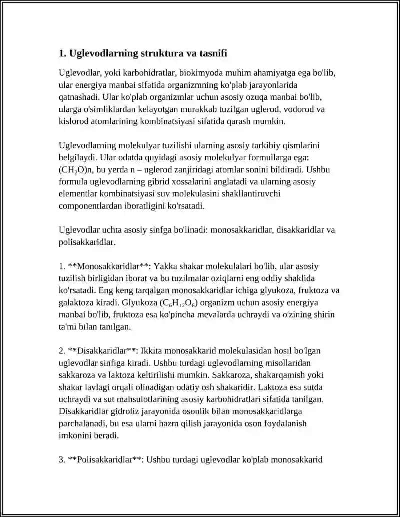BIOMALEKULALAR BIOKIMYONING O'RGANISH OBYEKTLARI:UGLEVODLAR 4
