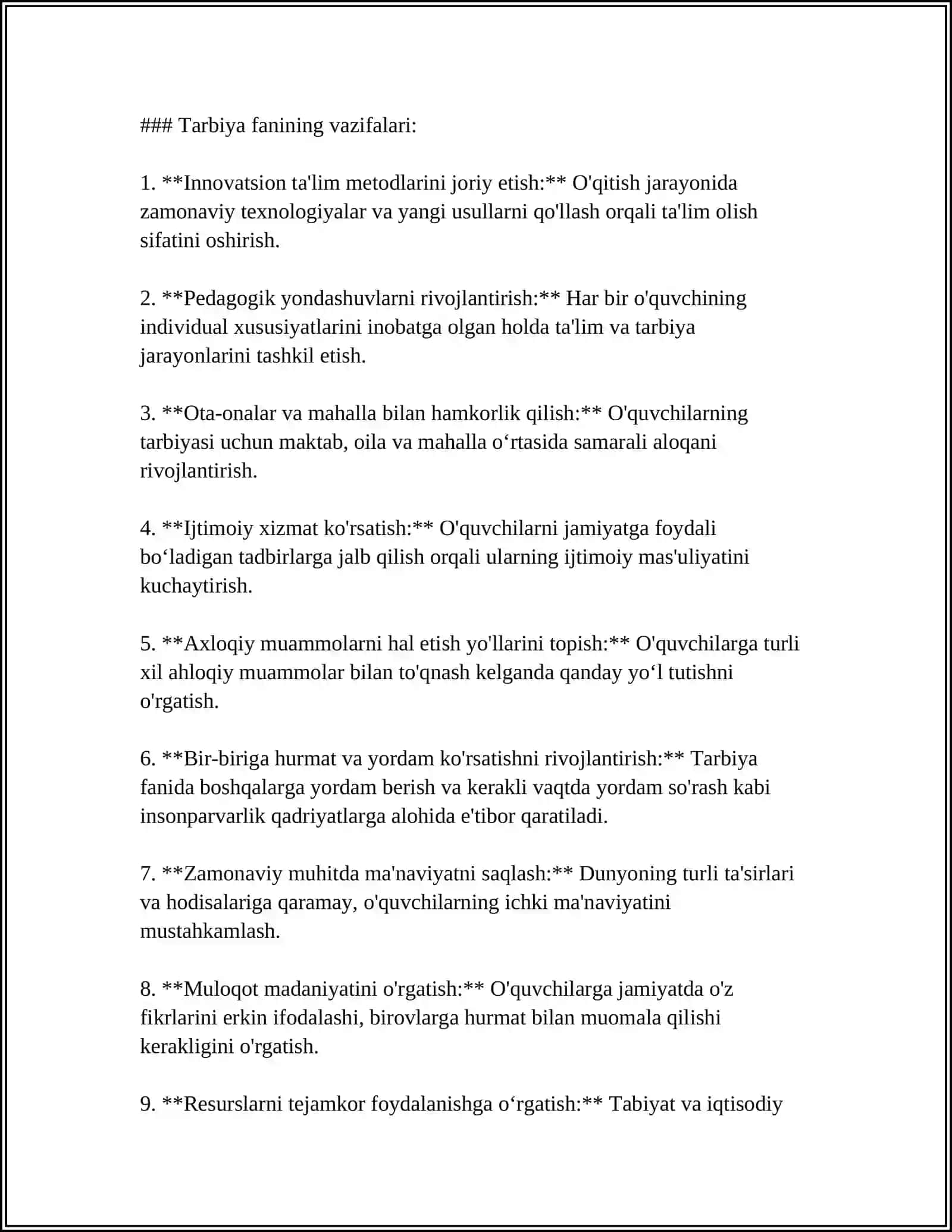 MUSTAQIL ISH Mavzu: UMUMTA'LIM MAKTABLARIDA. TARBIYA FANI DARSLIKLARNING YARATISHI 4
