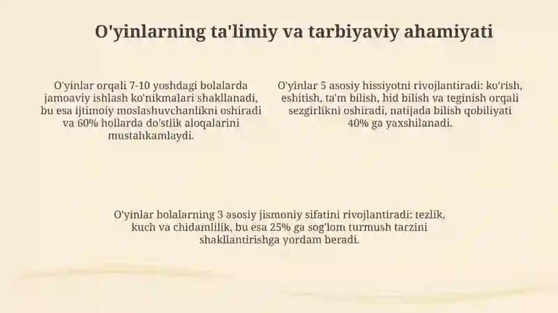 O'qtuvchining harakatli o'yinlarning tashkilotchisi varahbari sifatida giasosiy vazifalar 4