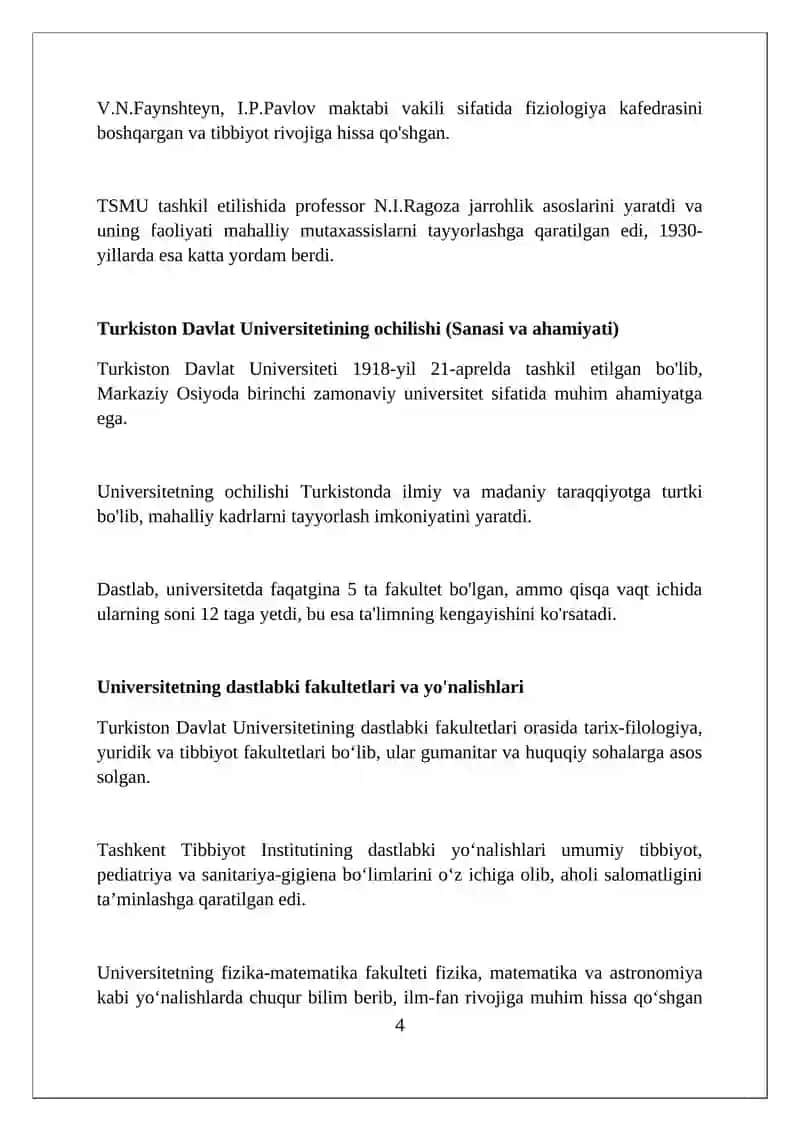 Turkiston davlat universititeti va Toshkent davlat tibbiyot instituti tashkil etilishi tarixi 4