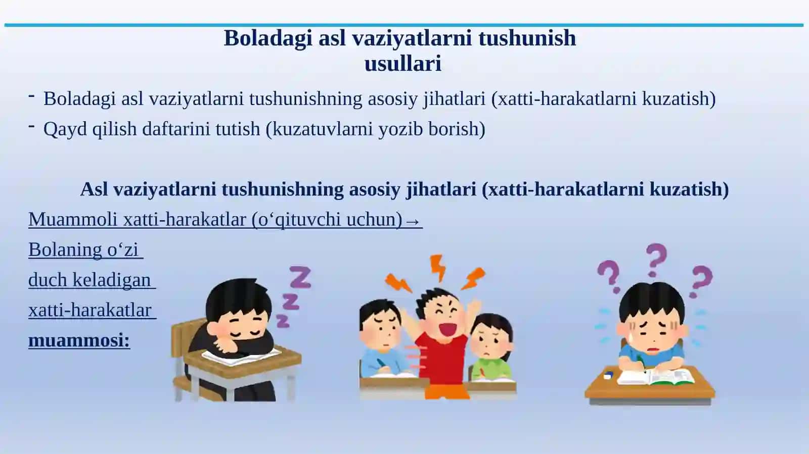 Alohidata’limga ehtiyoj bo‘lgan o‘quvchilarning asl holatini aniqlash: Psixologik test 4