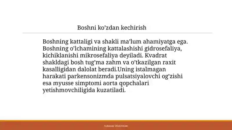 Bemor bolani umumiy ko’zdan kechirish.Bolalarni o’sish va rivojlanishini baholash standartlari va mezonlari 4